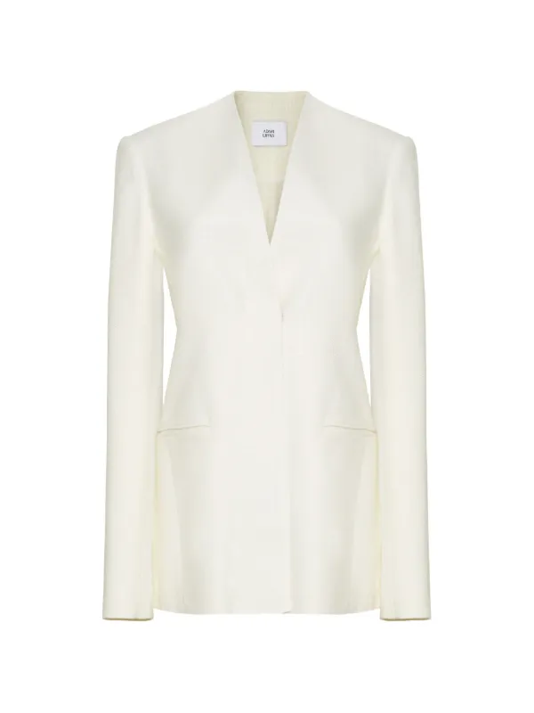 Adam Lippes Lazarus Collarless Jacket in Neutrals