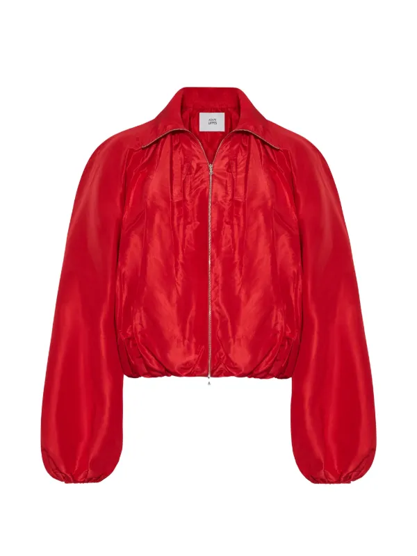 Adam Lippes Simone Silk Jacket in Red