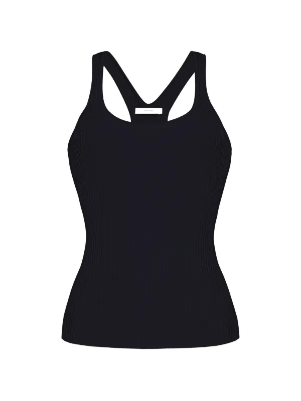 Adam Lippes Peretti Ribbed Tank Top in Black