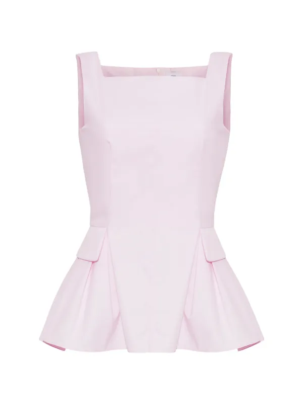 Adam Lippes Soleil Peplum Blouse in Pink
