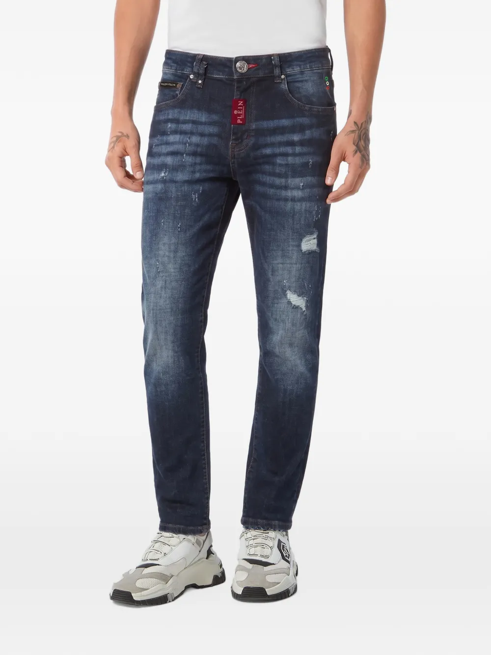 Philipp Plein Jeans met toelopende pijpen Blauw