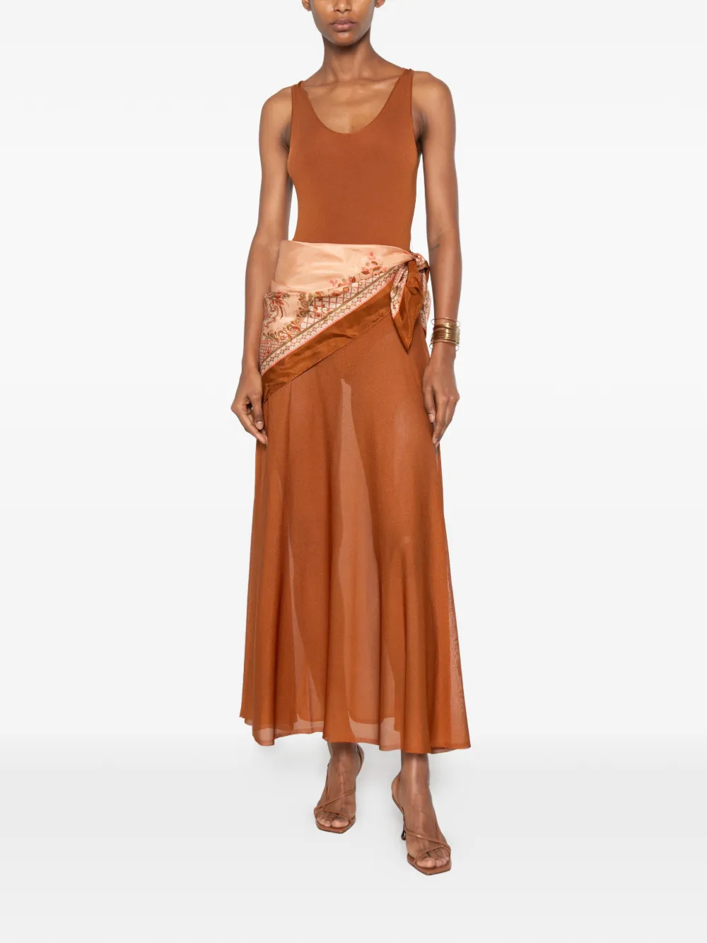 ZIMMERMANN Mouwloze jurk met sjaaldetail Bruin