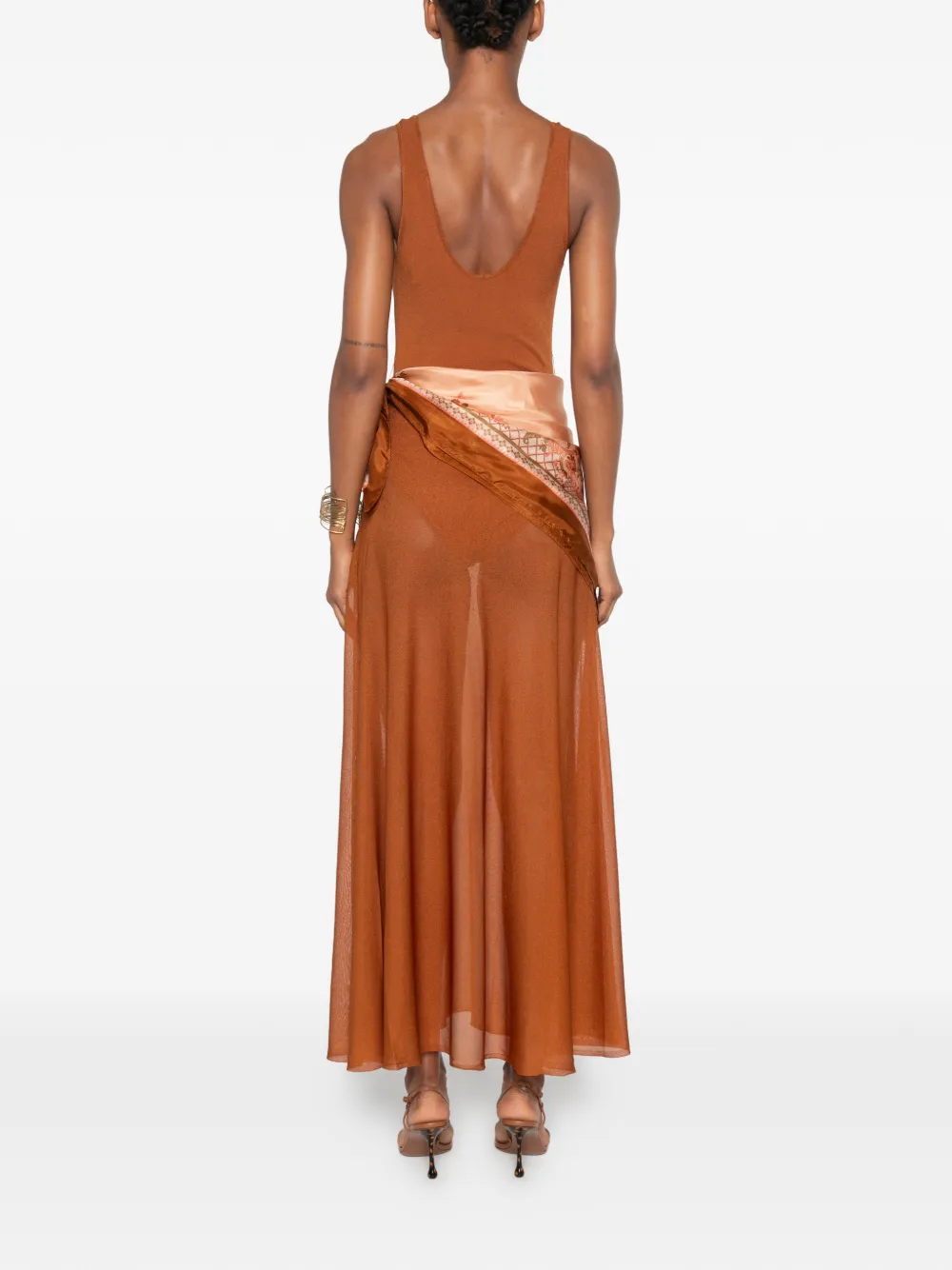 ZIMMERMANN Mouwloze jurk met sjaaldetail Bruin