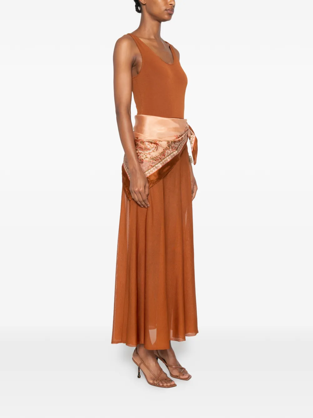 ZIMMERMANN Mouwloze jurk met sjaaldetail Bruin