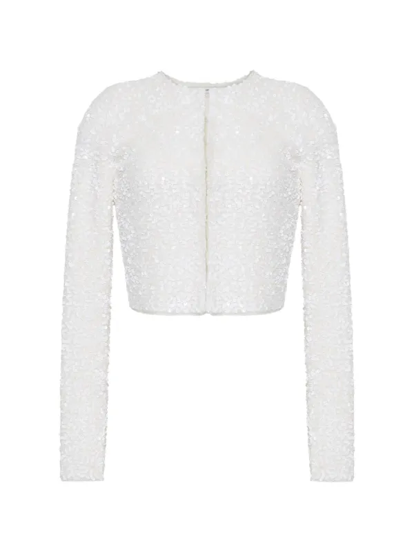 Adam Lippes Raya Sequin-embellished Cardigan in White