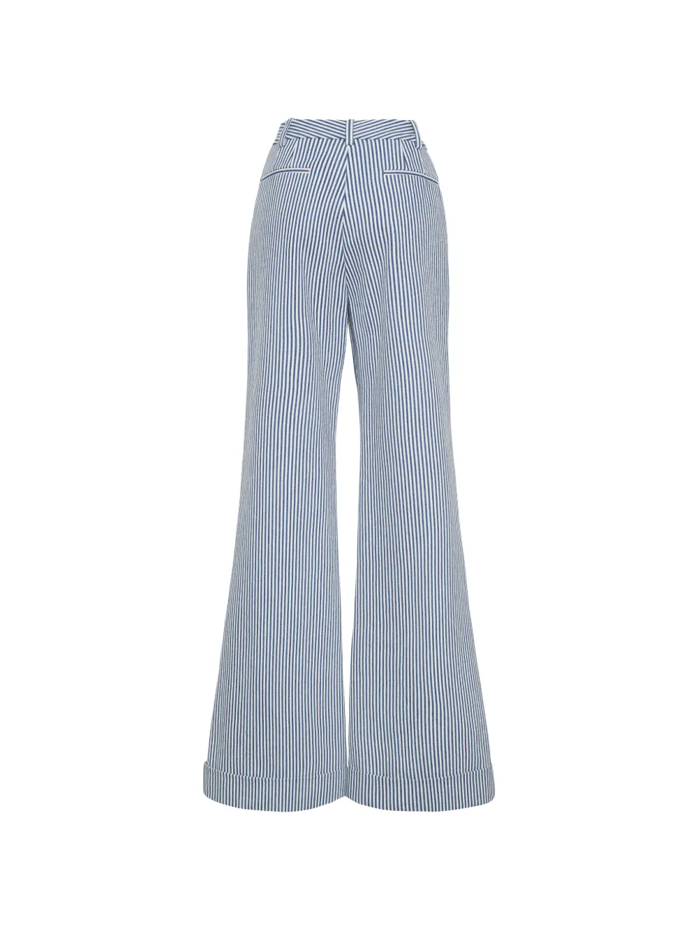 Adam Lippes Deeda Striped Cotton Trousers in Blue, view 2