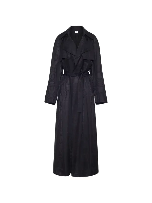 Adam Lippes Gareth Moiré Trench Coat in Black