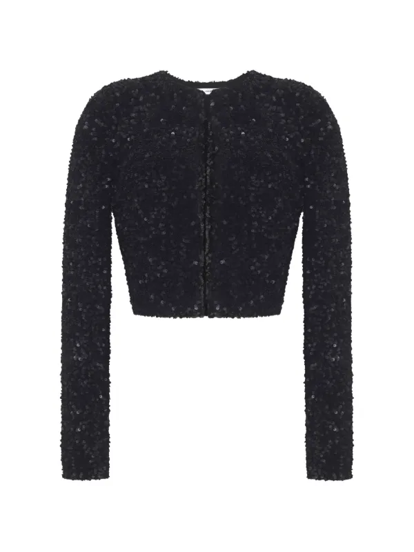 Adam Lippes Raya Sequin-embellished Cardigan in Black