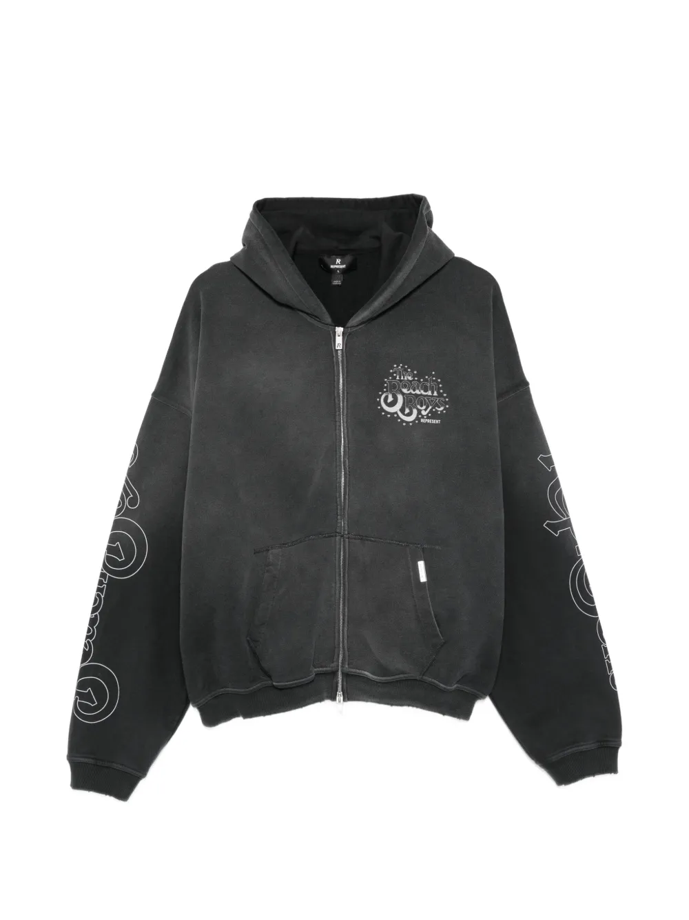 Represent graphic-print zip-up hoodie - Schwarz
