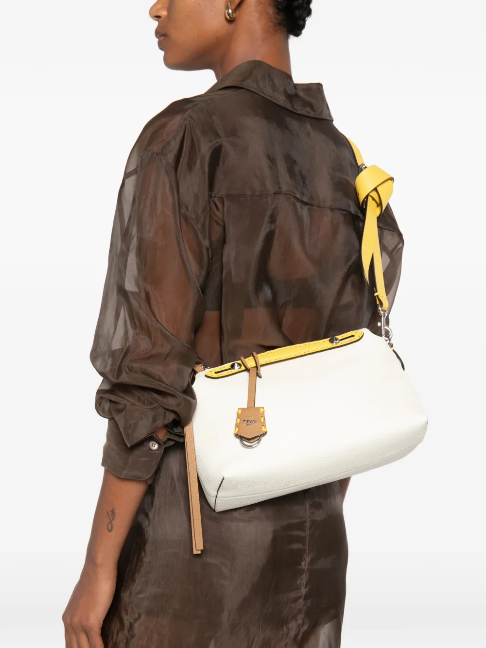FENDI Medium By The Way Selleria leren shopper Wit