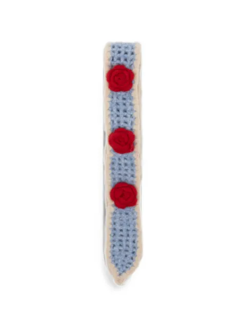 ROCKFISH rose-appliqué crochet scarf