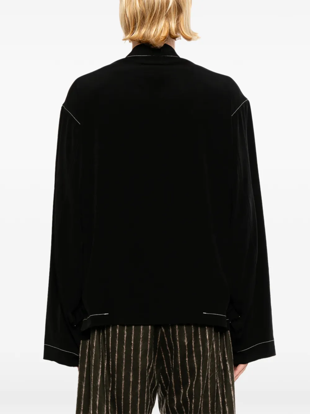 Yohji Yamamoto Crêpe-de-chine jack met rits Zwart