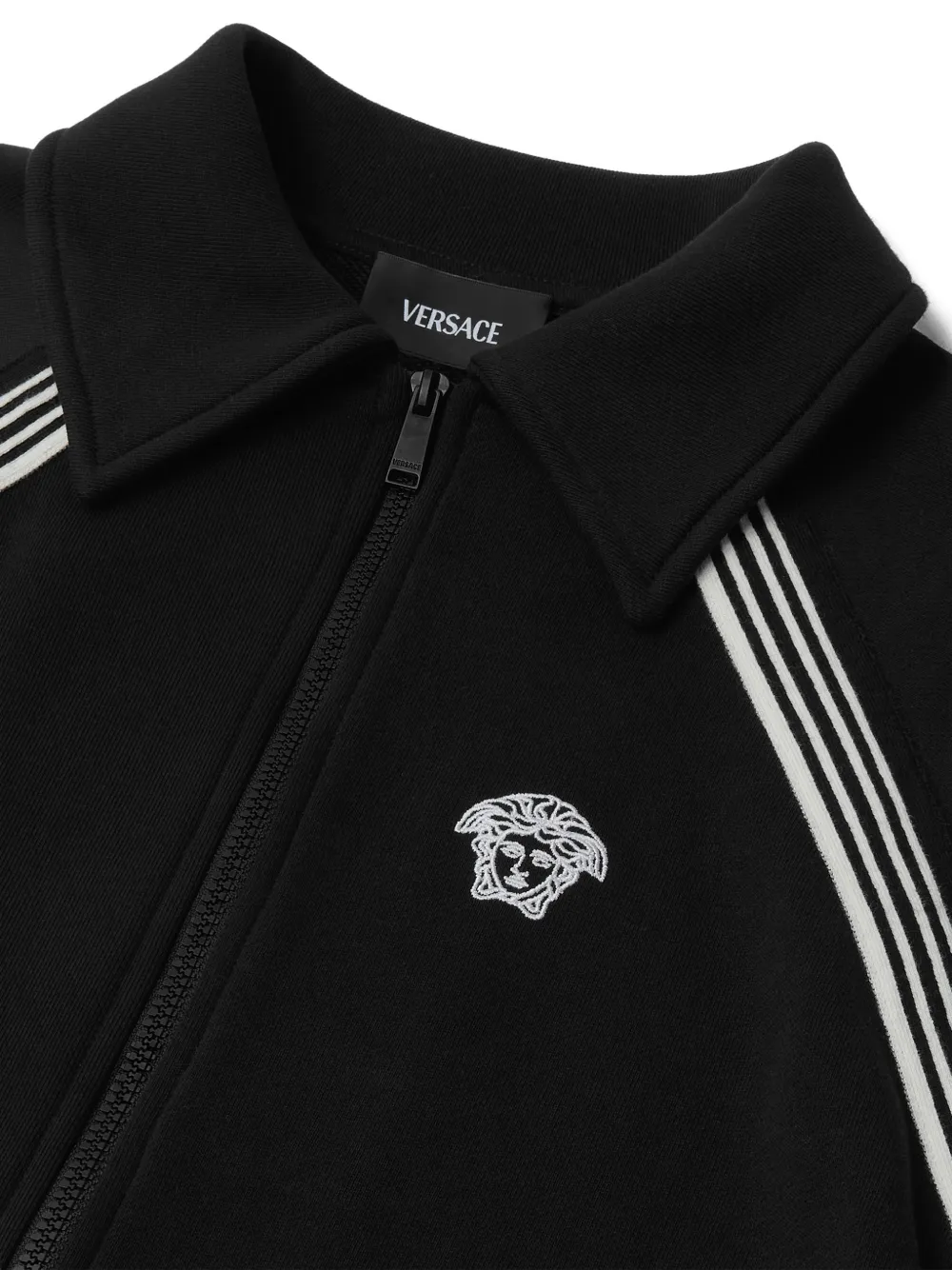 Versace Kids Katoenen-jersey sweater met rits Zwart