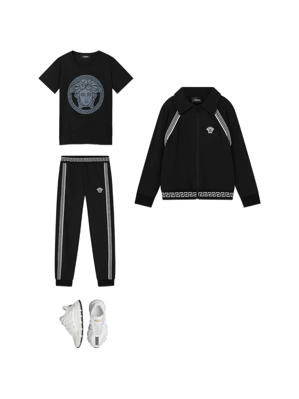 Versace Kids Katoenen-jersey sweater met rits Zwart