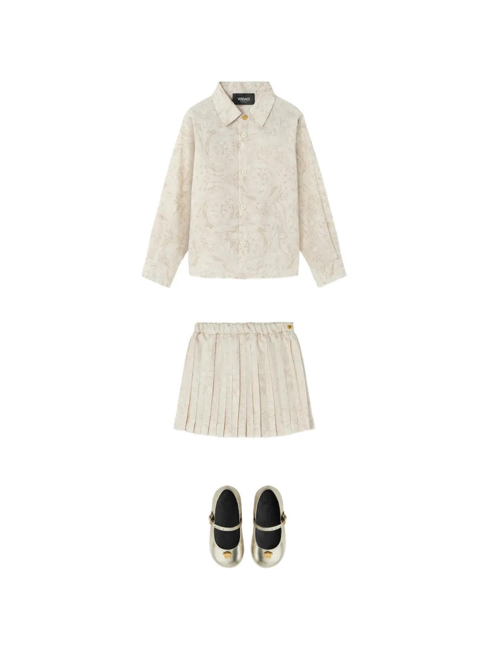 Versace Kids Katoenen popeline shirt met print Beige