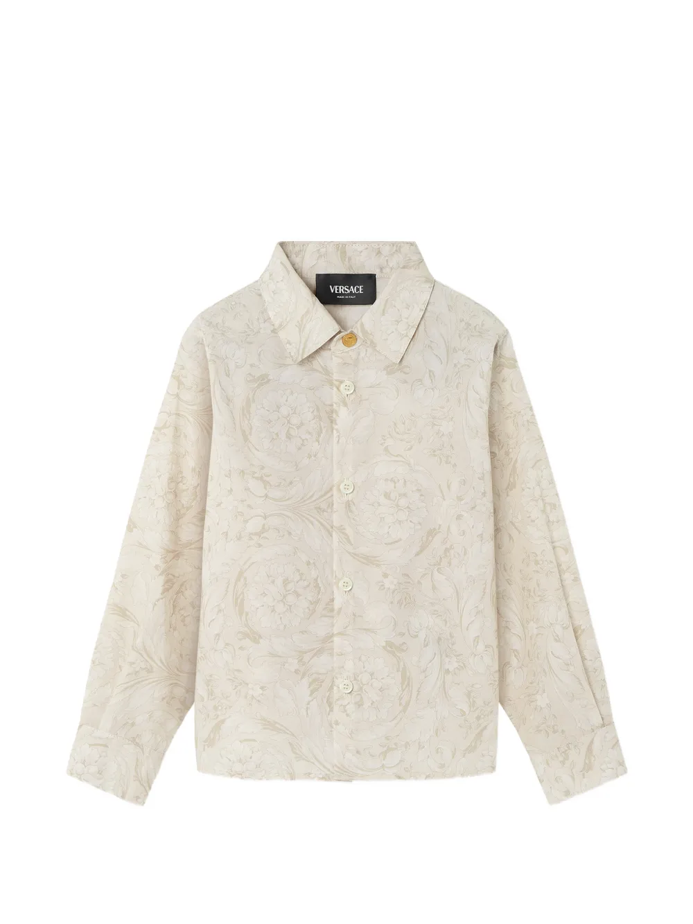 Versace Kids printed cotton-poplin shirt - Nude