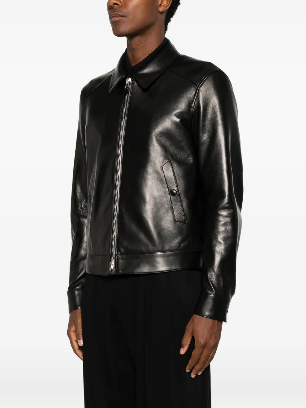 TOM FORD Leren jack met rits Zwart