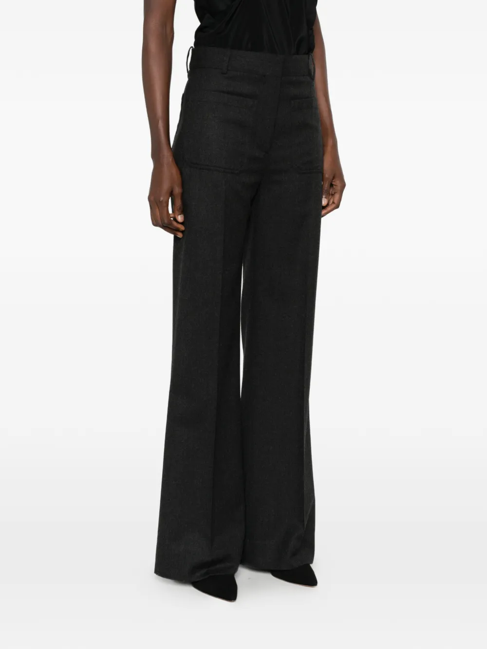 Victoria Beckham Broek met wijde pijpen Grijs