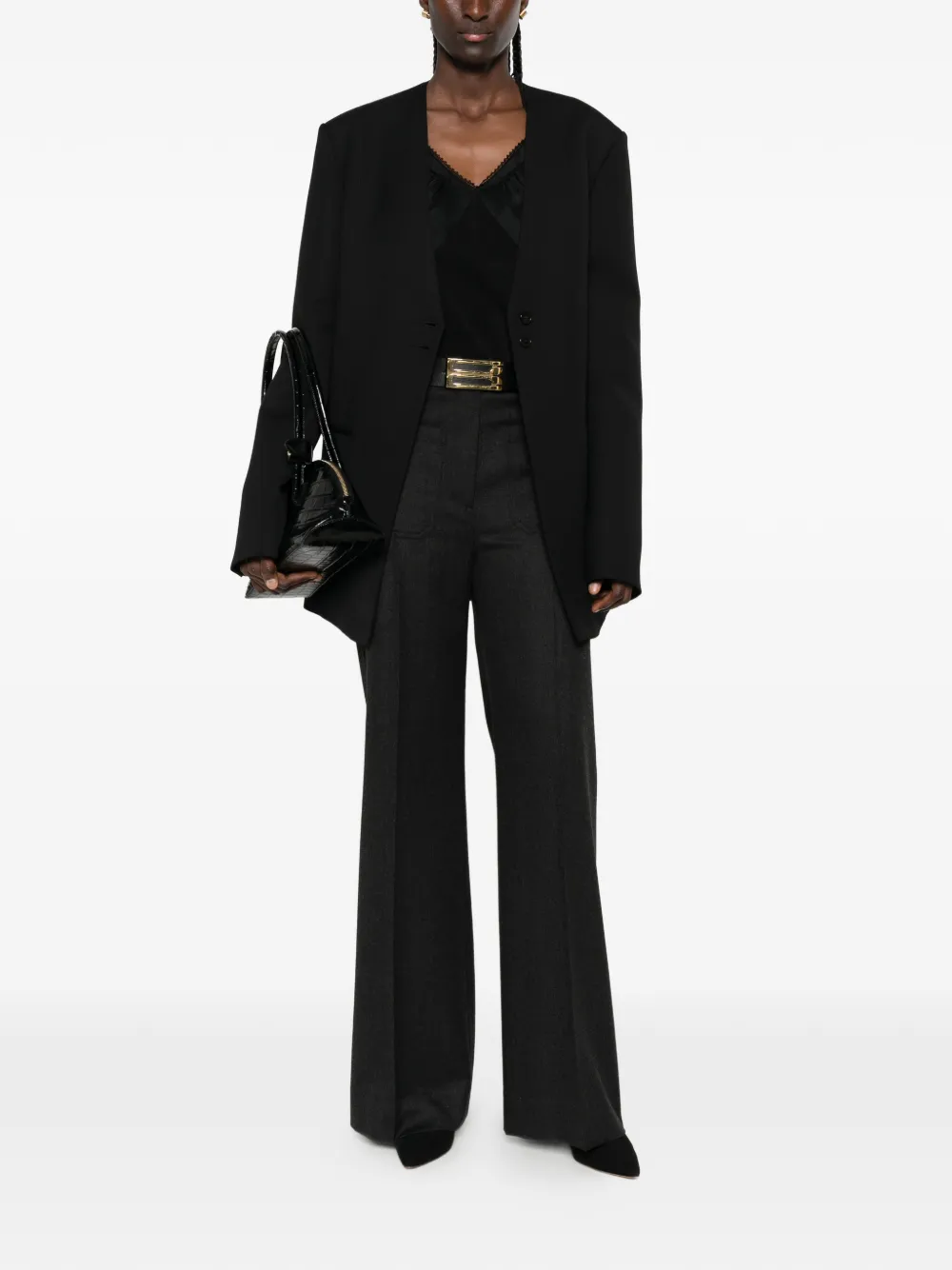 Victoria Beckham Broek met wijde pijpen Grijs
