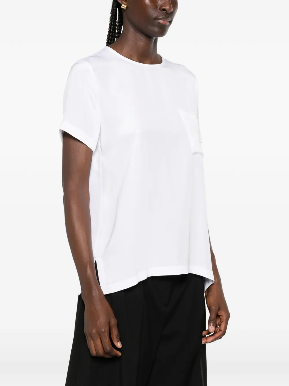 Max Mara Pagano T-shirt met geborduurd logo en borstzak Wit