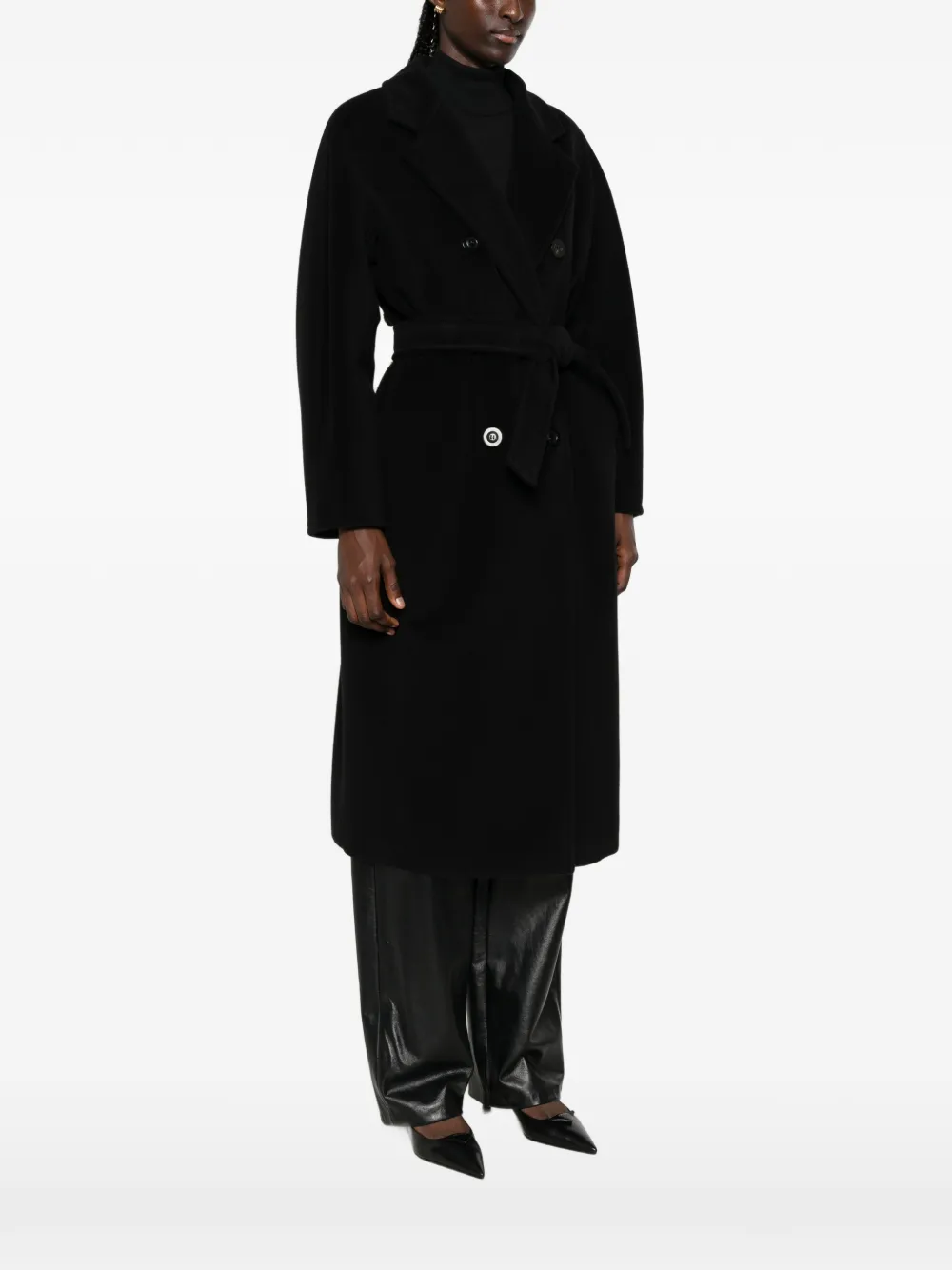 Max Mara 101801 jas met dubbele rij knopen Zwart