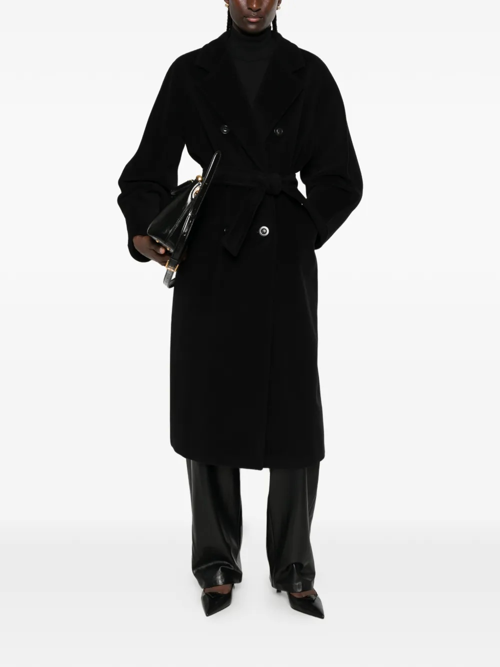 Max Mara 101801 jas met dubbele rij knopen Zwart
