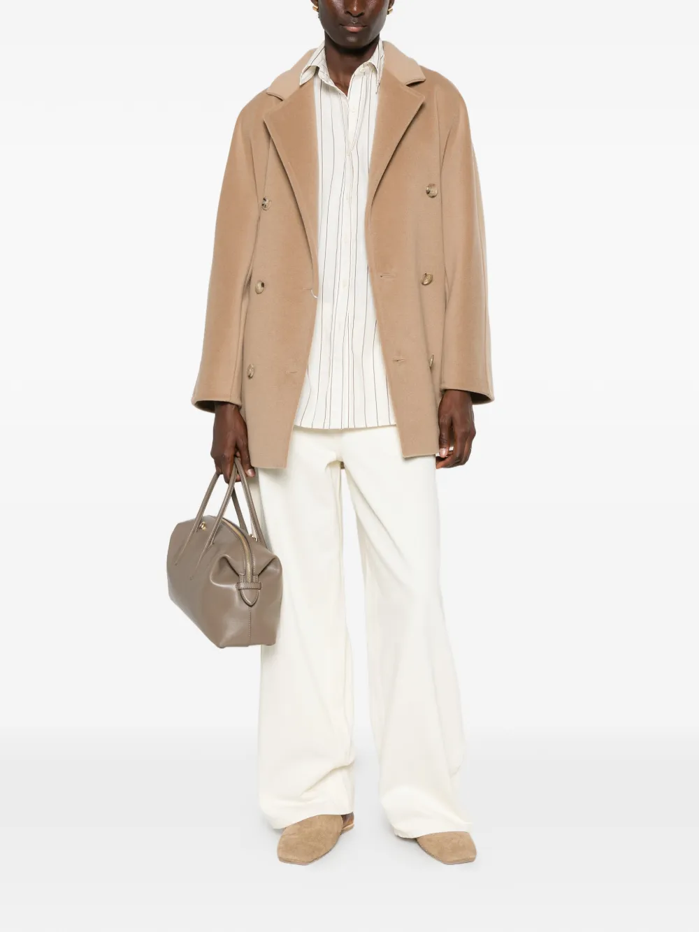 Max Mara Jas met dubbele rij knopen Beige