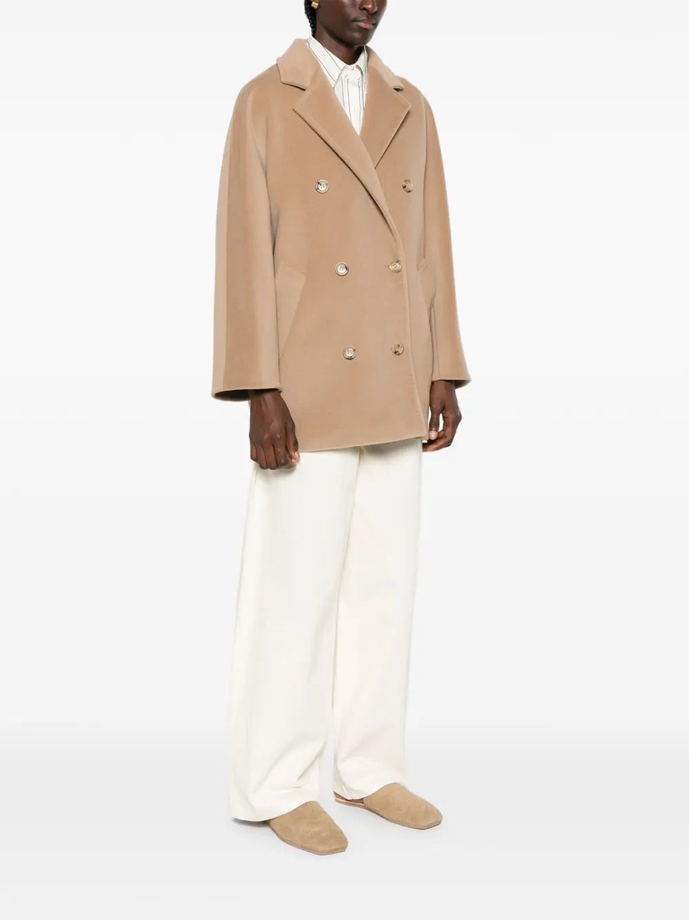 Max Mara Jas met dubbele rij knopen Beige