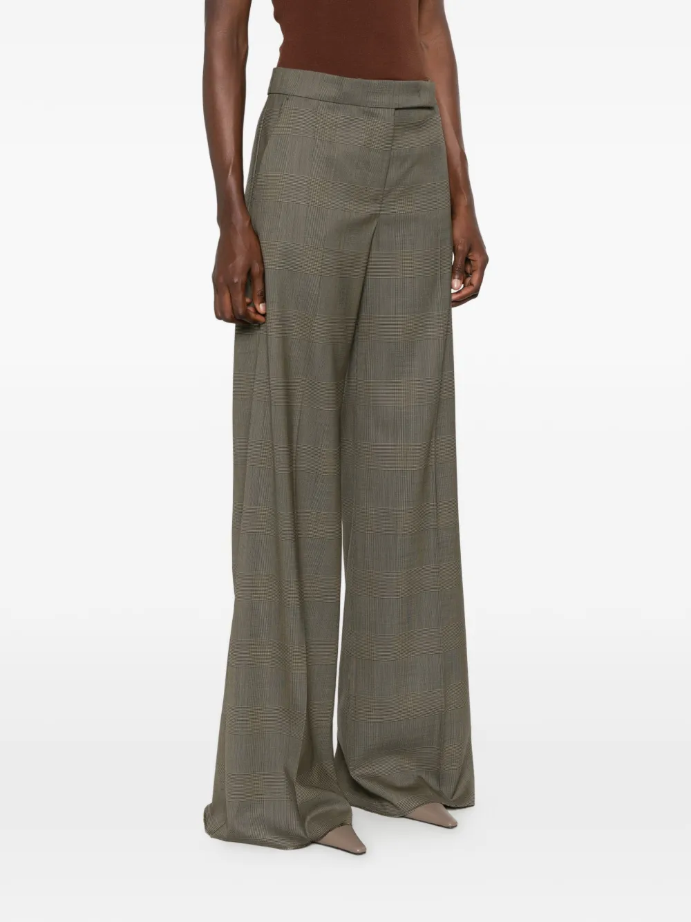 Max Mara Broek met wijde pijpen Groen
