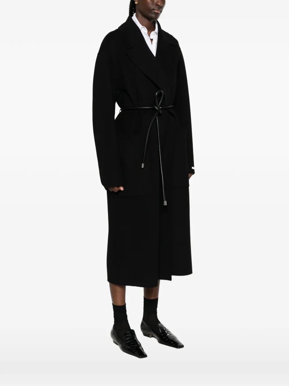 Sportmax Zannata jas met gekerfde revers en ceintuur Zwart