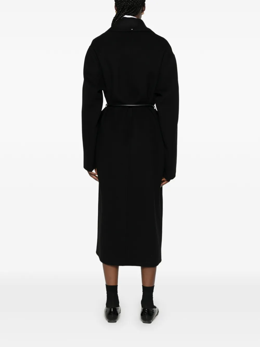 Sportmax Zannata jas met gekerfde revers en ceintuur Zwart