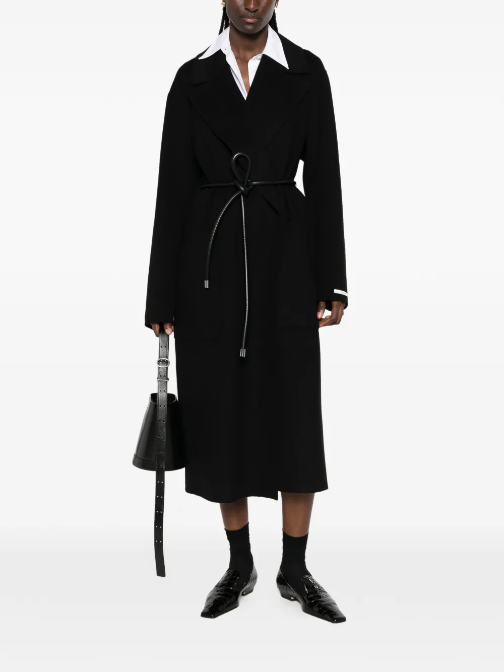 Sportmax Zannata jas met gekerfde revers en ceintuur Zwart
