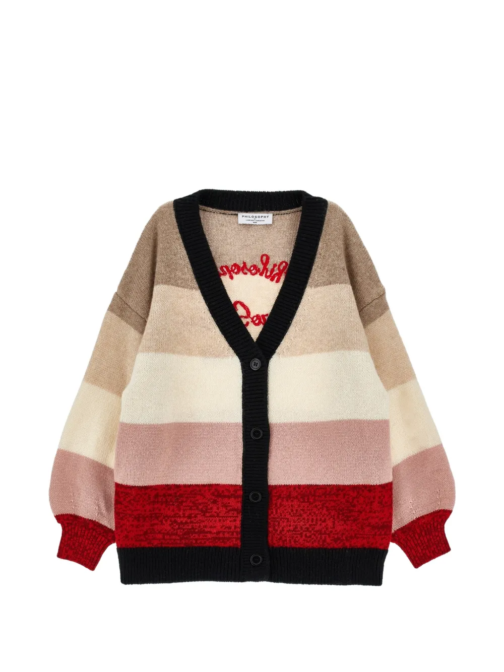 Philosophy Di Lorenzo Serafini Kids Cardigan a righe con logo - Toni neutri