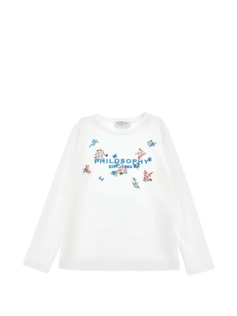 Philosophy Di Lorenzo Serafini Kids Logo-T-Shirt mit Blumenstickerei