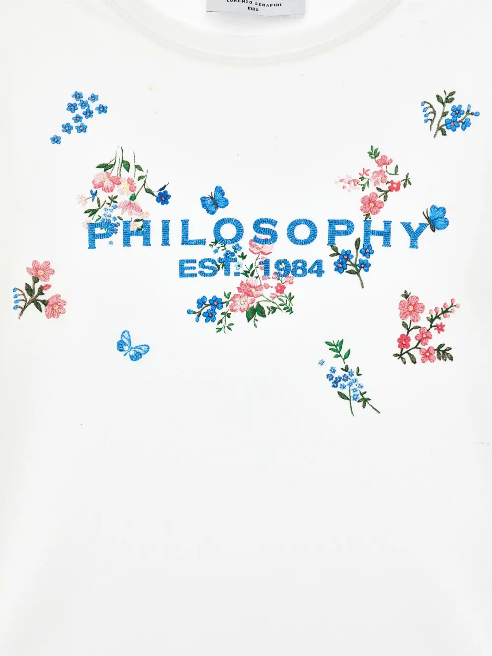 Philosophy Di Lorenzo Serafini Kids logoprinten T-shirt met geborduurde bloemen Wit