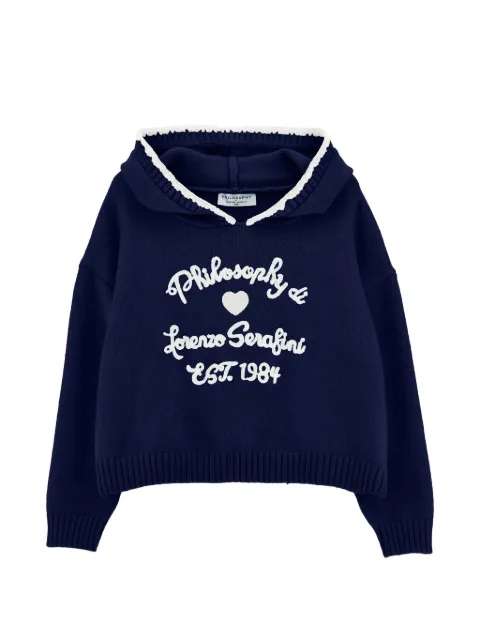 Philosophy Di Lorenzo Serafini Kids logo-embroidered ruffled hoodie