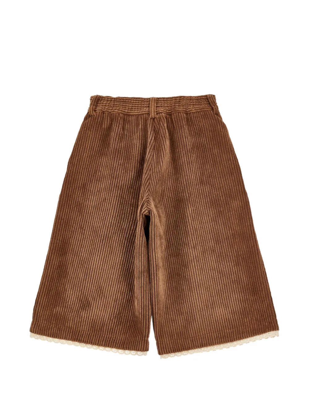 Philosophy Di Lorenzo Serafini Kids Ribfluwelen shorts met kanten afwerking Bruin