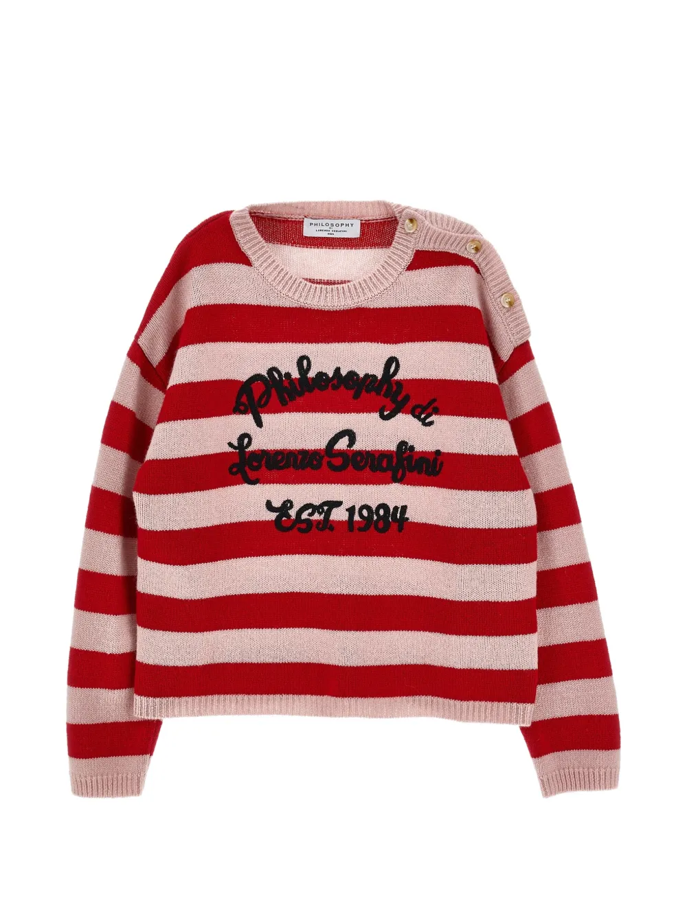 Philosophy Di Lorenzo Serafini Kids Maglione a righe con logo ricamato - Rosso