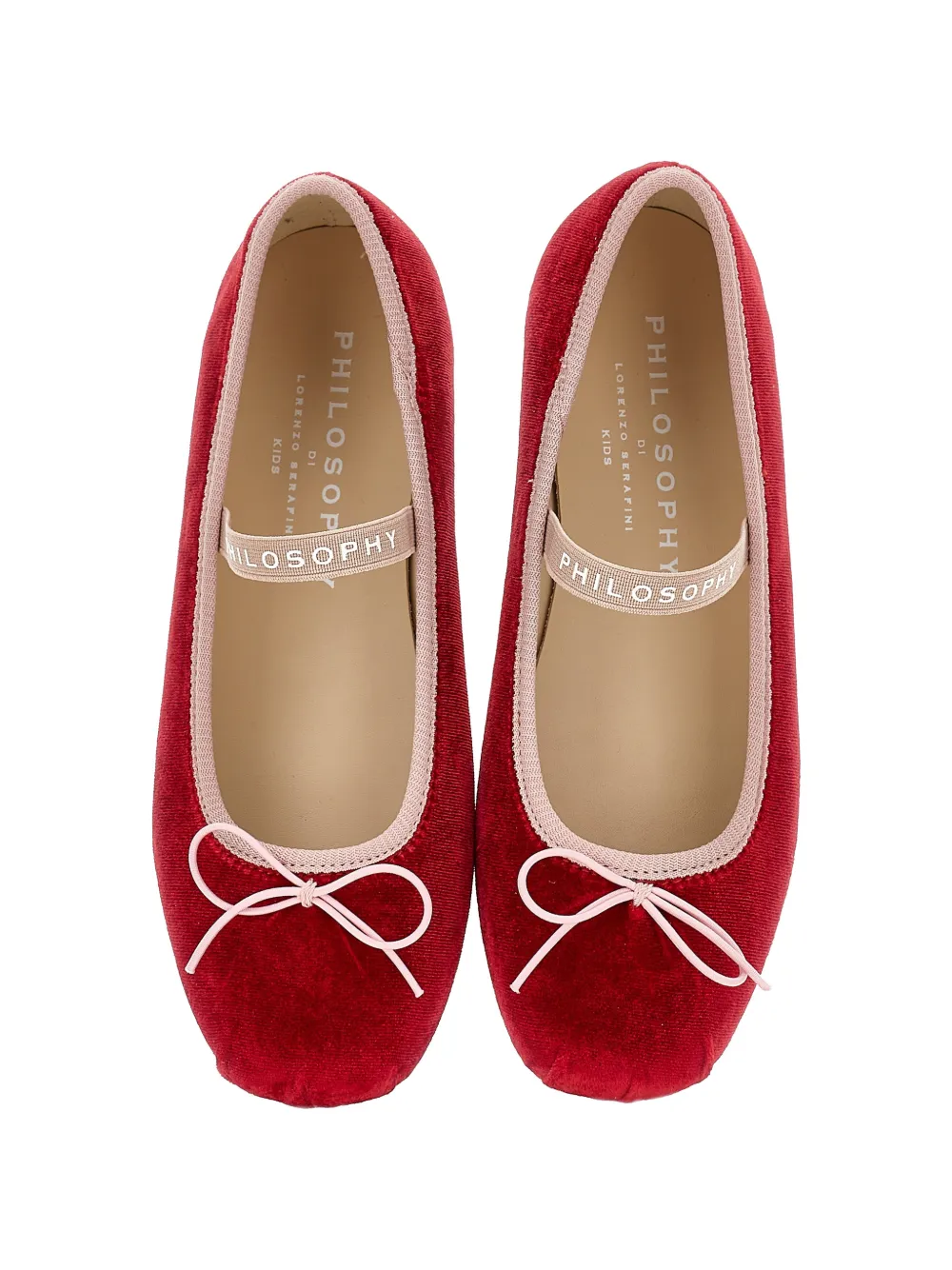 Philosophy Di Lorenzo Serafini Kids Fluwelen ballerina's met strikdetail Rood