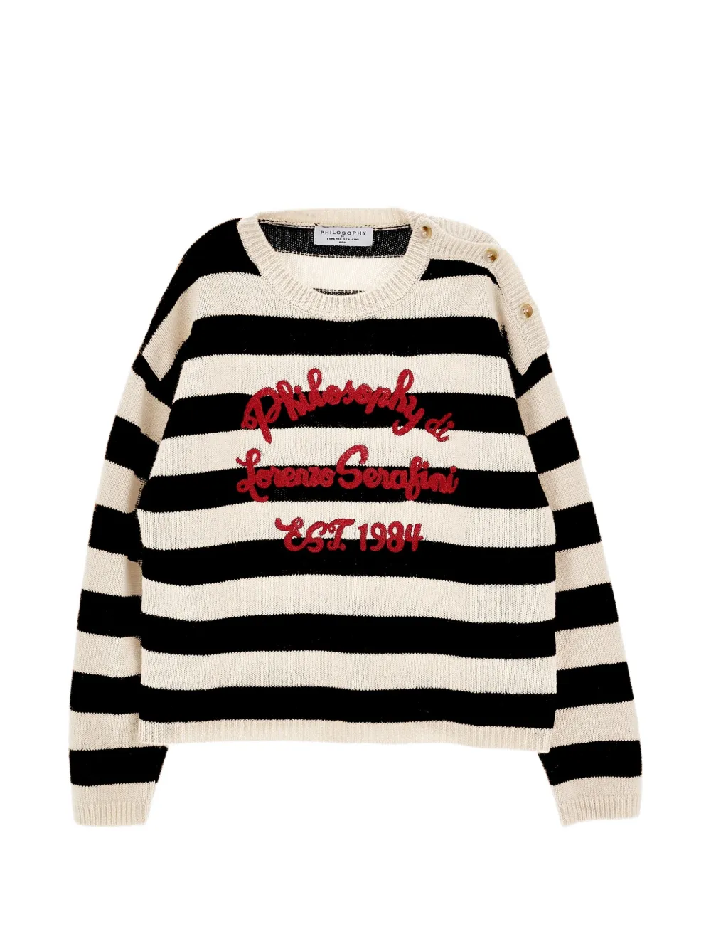 Philosophy Di Lorenzo Serafini Kids Maglione a righe con logo ricamato - Toni neutri