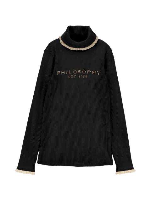 Philosophy Di Lorenzo Serafini Kids ruffle-trim ribbed-knit sweater