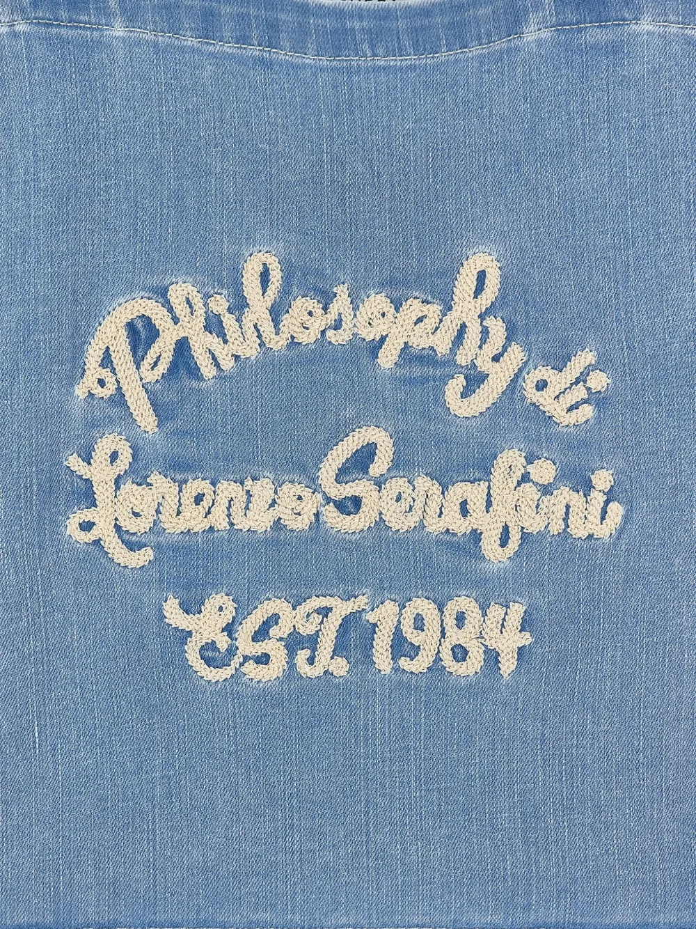 Philosophy Di Lorenzo Serafini Kids Spijkerstof schoudertas met geborduurd logo Blauw