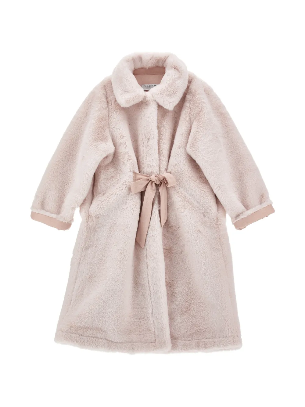 Philosophy Di Lorenzo Serafini Kids Cappotto in pelliccia sintetica con fiocco - Rosa