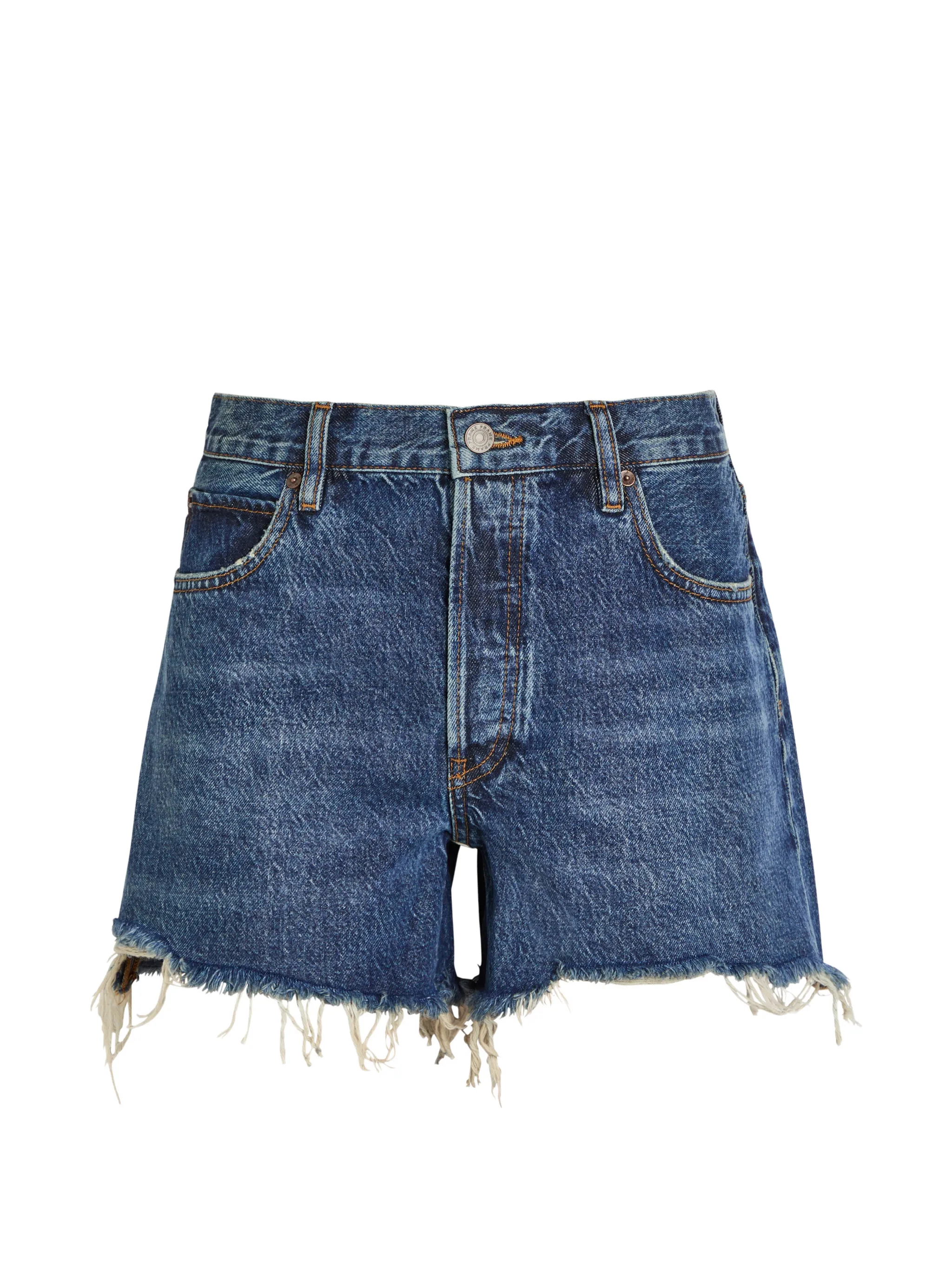 FRAME frayed-hem denim shorts