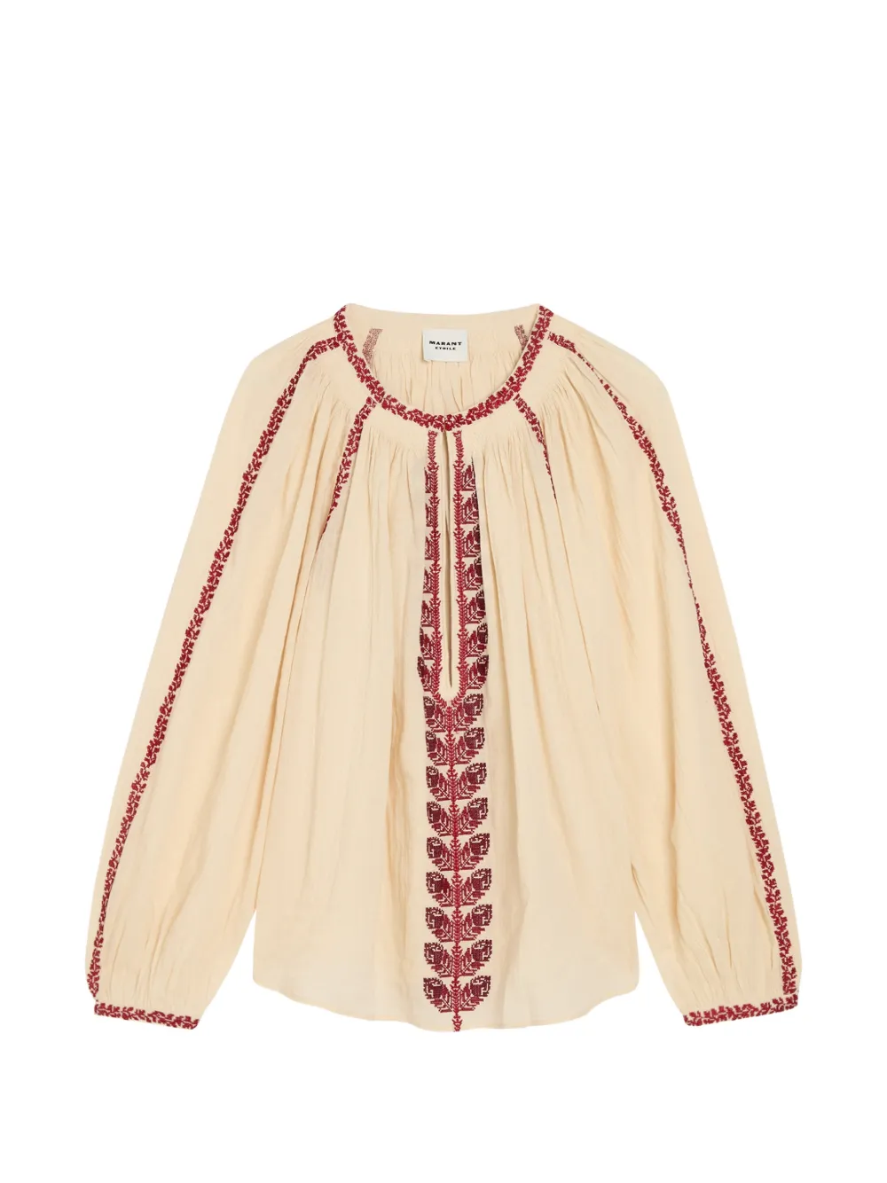 Etoile embroidered pleated blouse - Neutrals