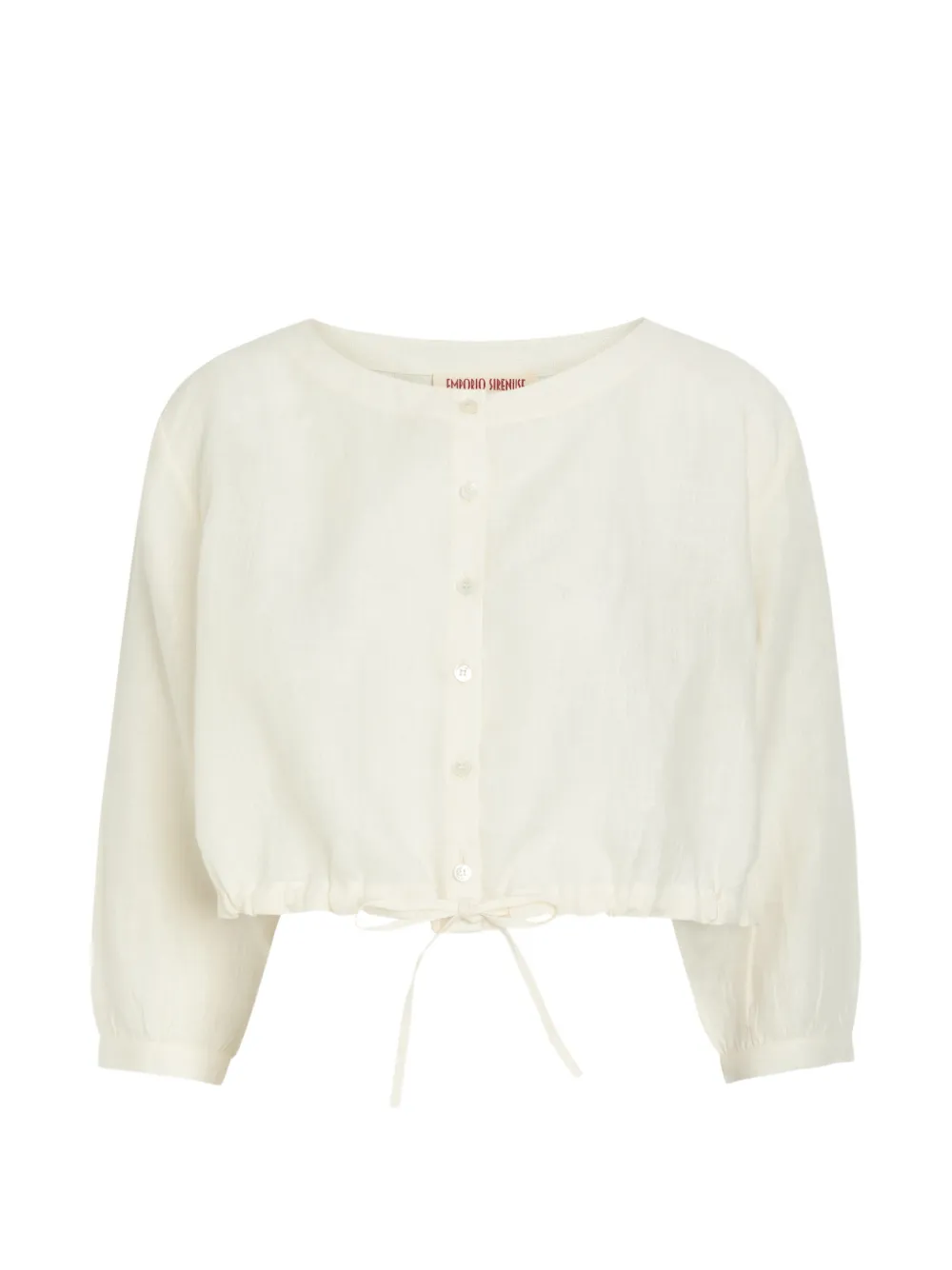 Emporio Sirenuse New Jinny drawstring cropped blouse - Bianco