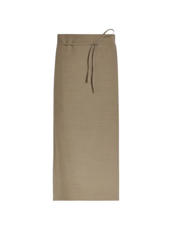 Calvin Klein Collection Tie-fastening Midi Skirt in Brown