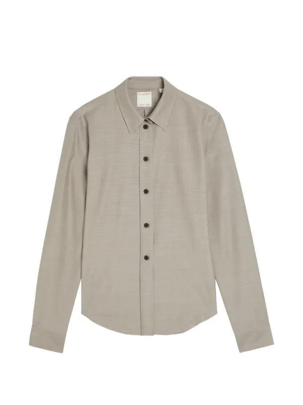 Calvin Klein Collection Melange-effect Long-sleeve Shirt in Grey