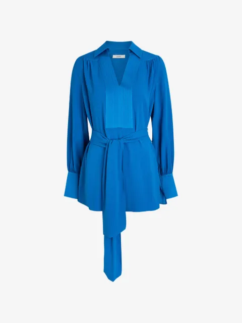 JOSEPH belted pintuck-detail blouse