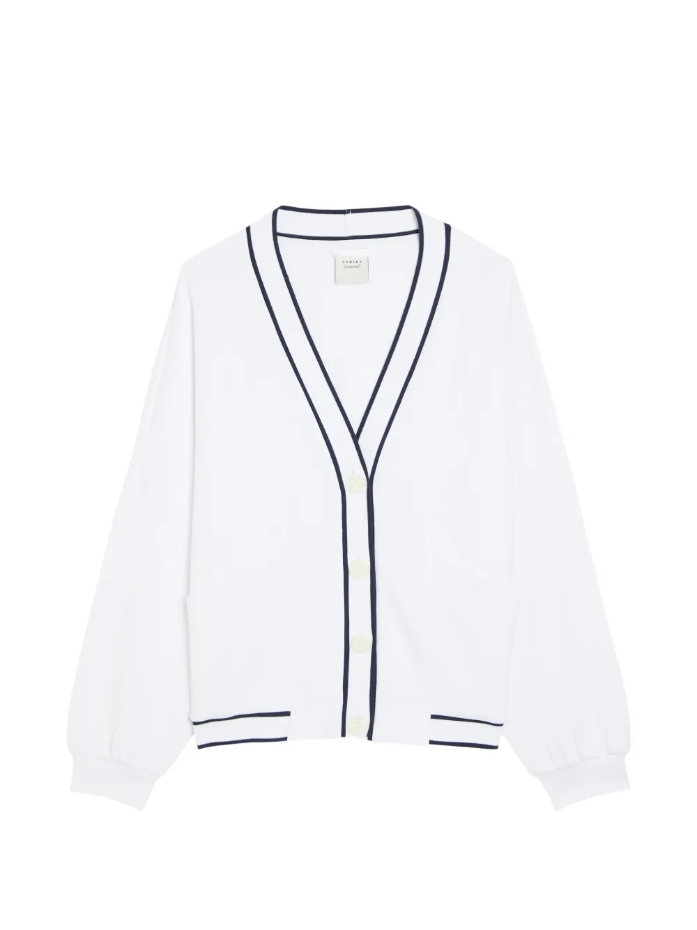 Varley DoubleSoft contrast-trim cardigan - Bianco